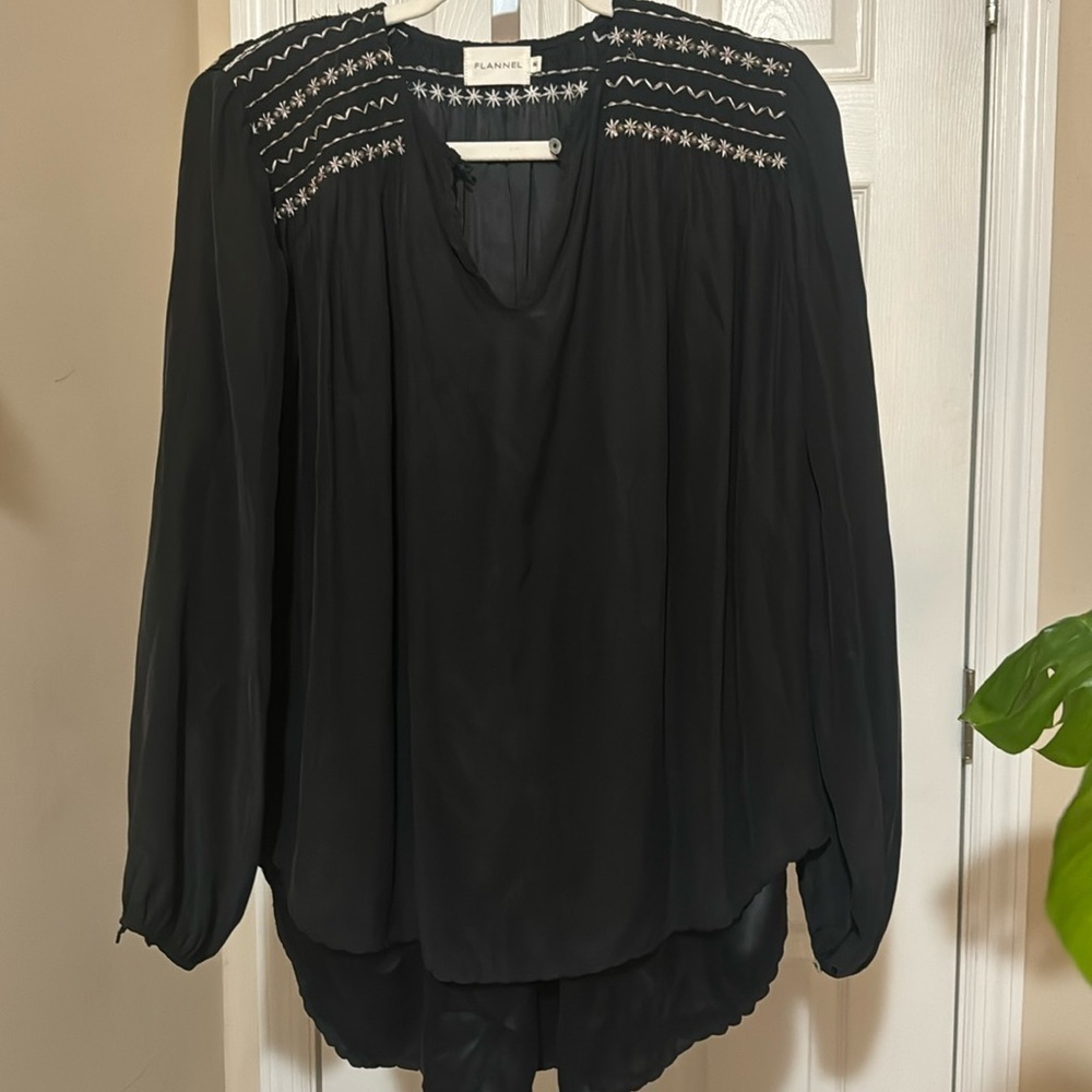 Flannel black silk blouse